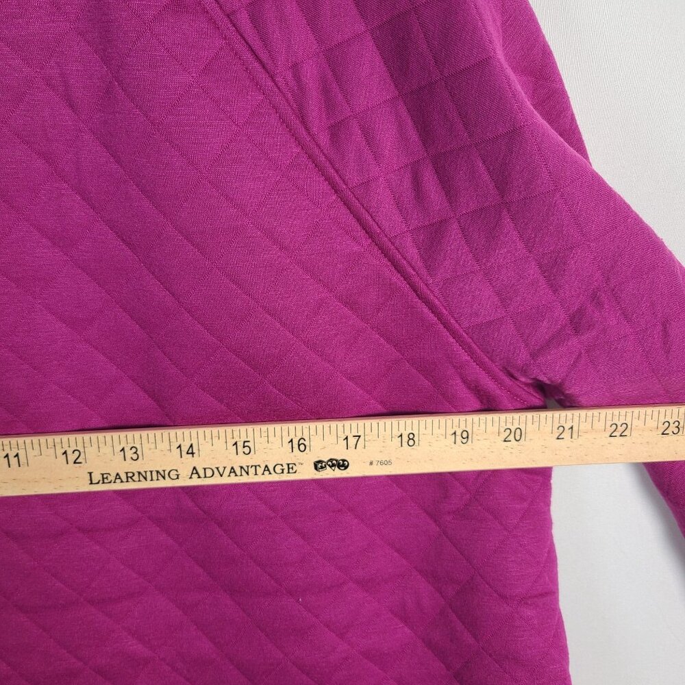 NWT Christopher & Banks Quilted Magenta Quarter Snap Pullover Top Sz L - Picture 9 of 9